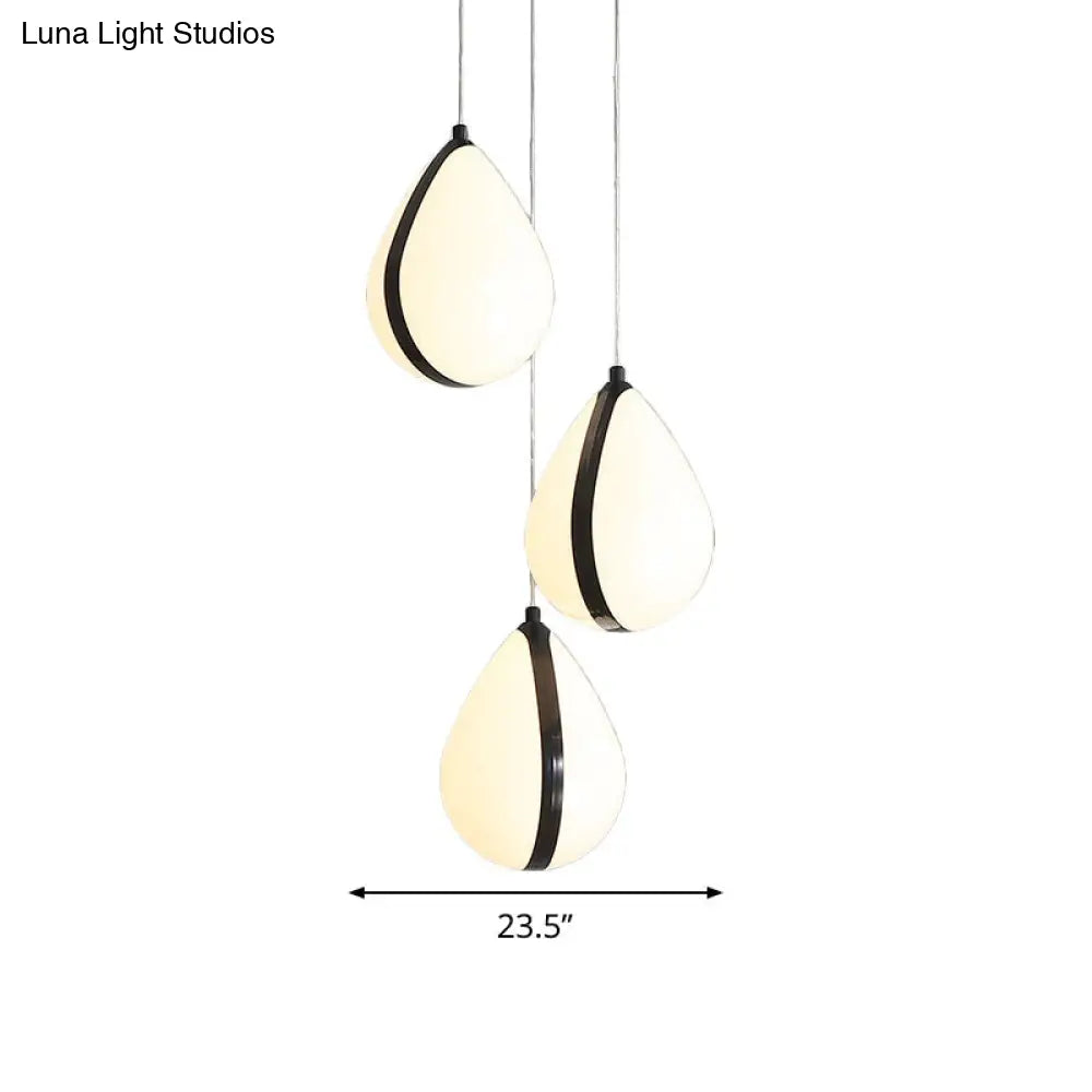 Modern Waterdrop Multi-Light Pendant Acrylic Ceiling Lamp With Led Black White/Warm Light