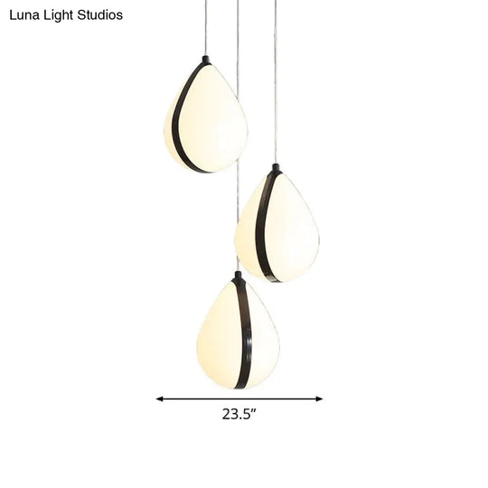 Modern Waterdrop Multi-Light Pendant Acrylic Ceiling Lamp With Led Black White/Warm Light