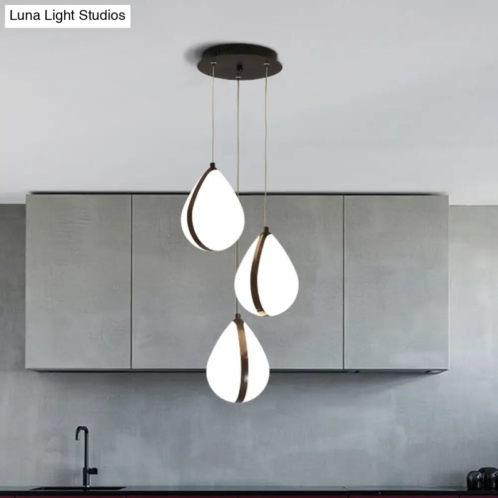 Modern Waterdrop Multi-Light Pendant Acrylic Ceiling Lamp With Led Black White/Warm Light / Warm