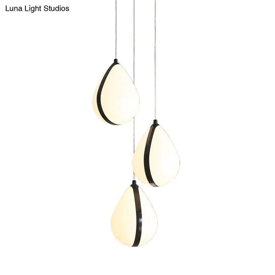 Modern Waterdrop Multi-Light Pendant Acrylic Ceiling Lamp With Led Black White/Warm Light