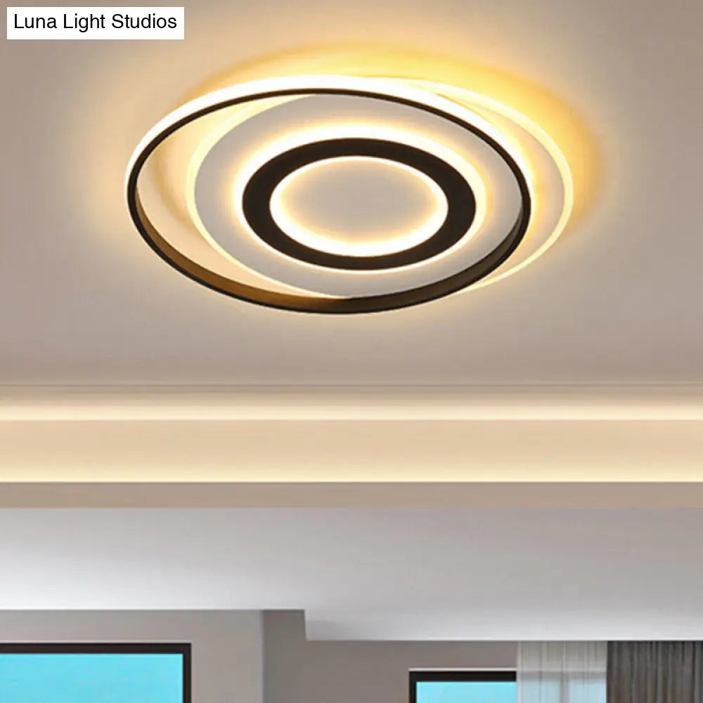 Black-White Circle Led Ceiling Light In Warm/White - Modern Acrylic Flush Fixture 18/21.5 Wide / 18