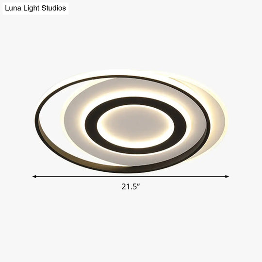 Black-White Circle Led Ceiling Light In Warm/White - Modern Acrylic Flush Fixture 18/21.5 Wide
