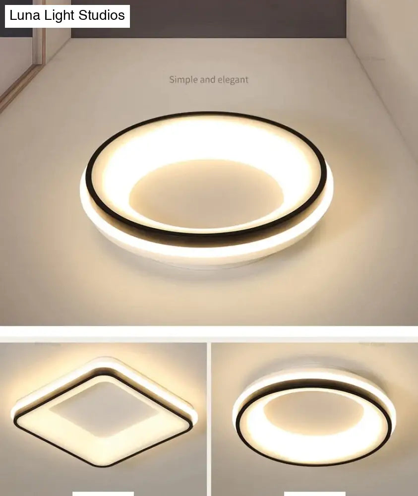 Black + White Finished Modern Led Ceiling Lights For Bedroom Study Room Living Square/Round Lamp