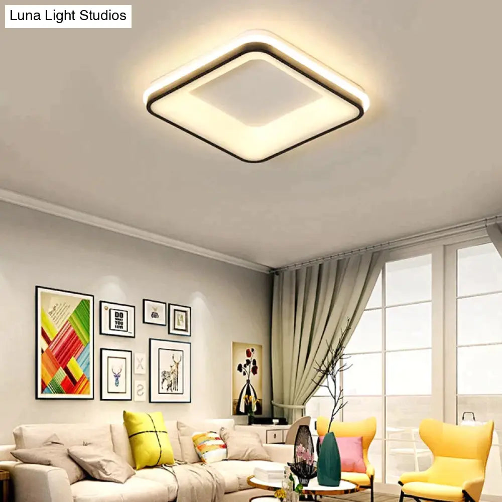 Black + White Finished Modern Led Ceiling Lights For Bedroom Study Room Living Square/Round Lamp