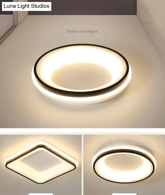 Black+White Finished Modern Led Ceiling Lights For Bedroom Study Room Living Square/Round Lamp