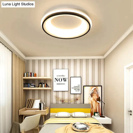Black + White Finished Modern Led Ceiling Lights For Bedroom Study Room Living Square/Round Lamp