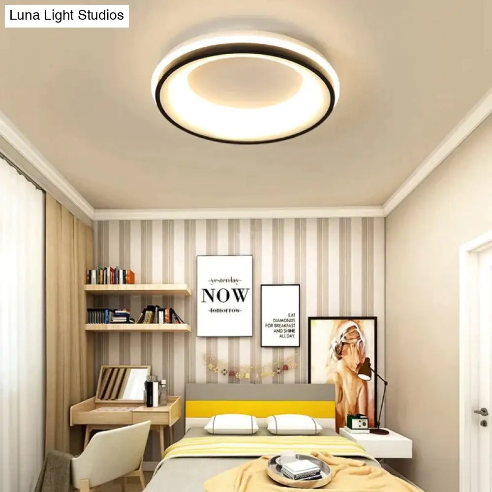 Black+White Finished Modern Led Ceiling Lights For Bedroom Study Room Living Square/Round Lamp