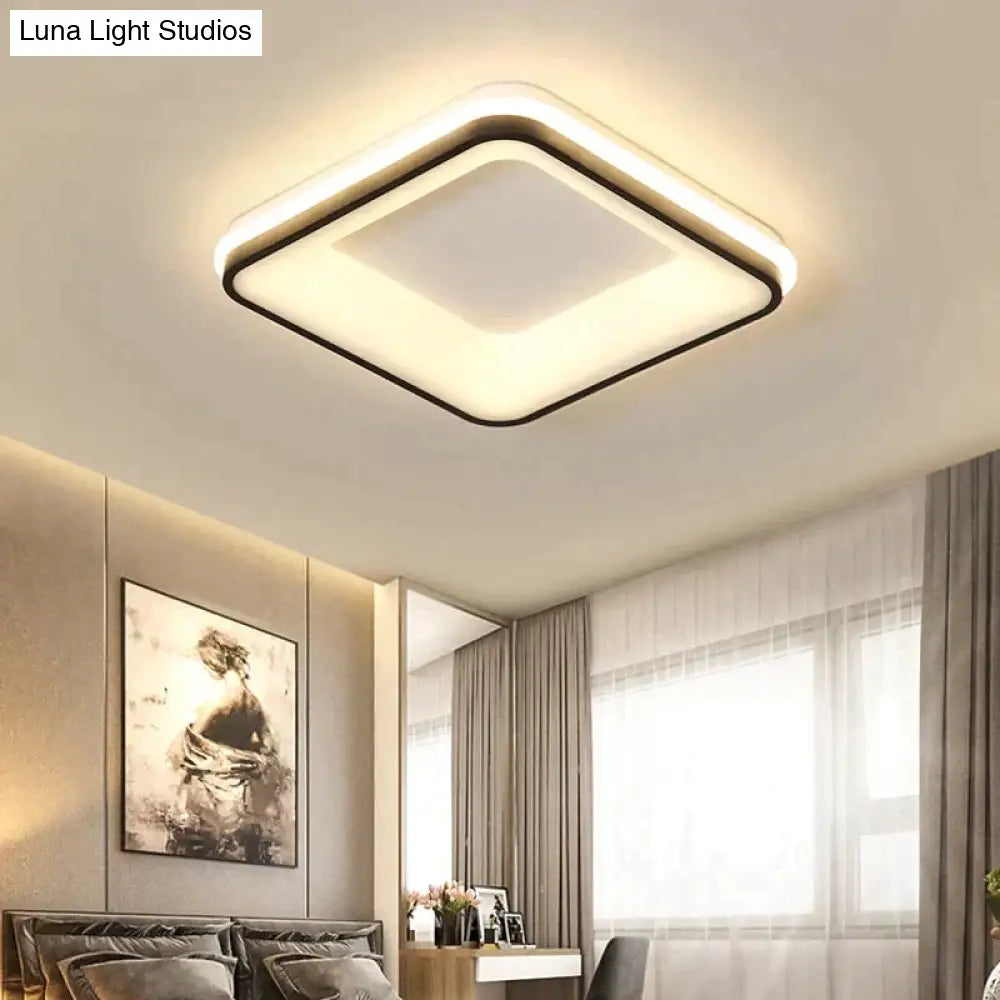 Black+White Finished Modern Led Ceiling Lights For Bedroom Study Room Living Square/Round Lamp