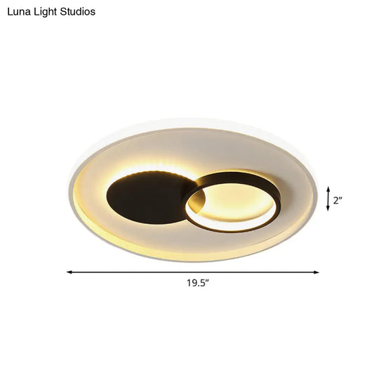 Black & White Round Flushmount Led Acrylic Fixture - White/Warm Light 16’/19.5’ Dia