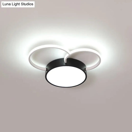 Black - White Round Led Flush Mount Ceiling Lamp Modern Metal Multiple Sizes