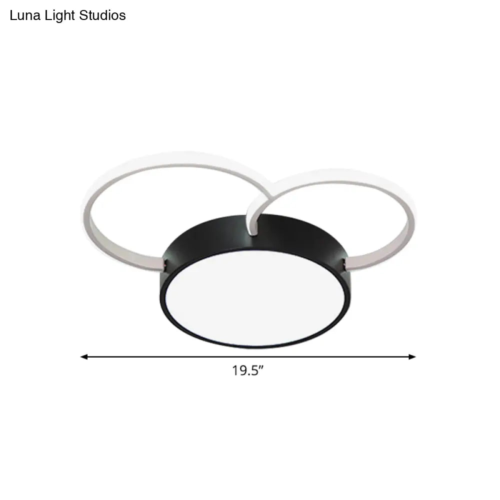 Black - White Round Led Flush Mount Ceiling Lamp Modern Metal Multiple Sizes