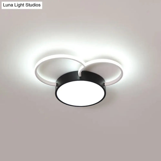 Black-White Round Led Flush Mount Ceiling Lamp Modern Metal Multiple Sizes (16/19.5/23.5) - Bedroom