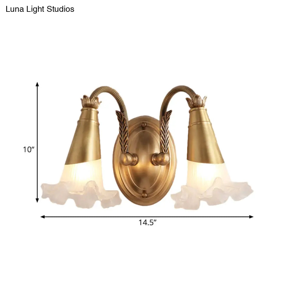 Bloom Brass Wall Light Fixture For Bathroom - 2/3 Traditional Vanity Head