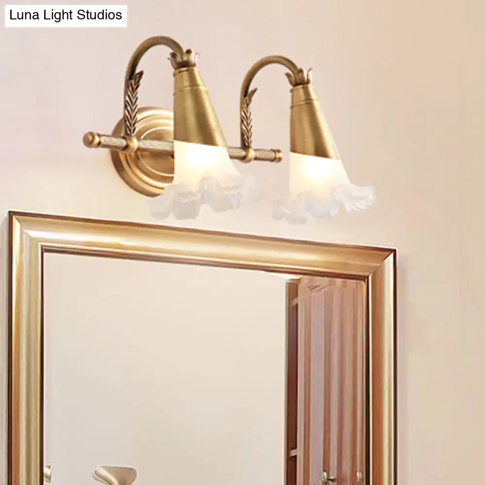 Bloom Brass Wall Light Fixture For Bathroom - 2/3 Traditional Vanity Head