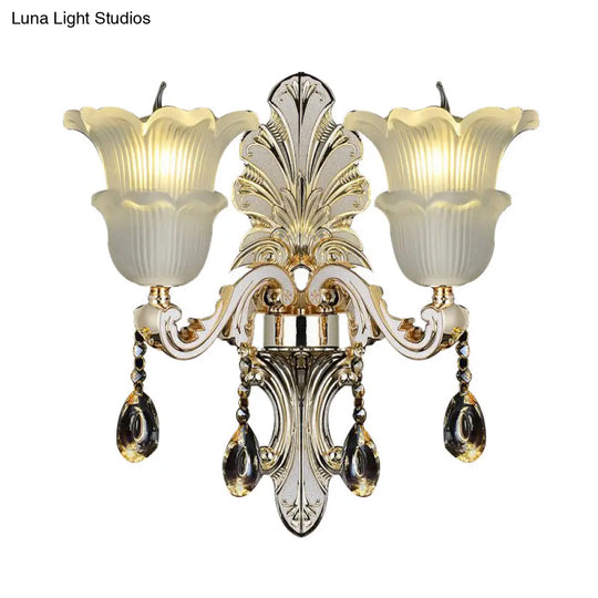 Bloom Crystal Glass Wall Sconce With Led In Gold (1/2 Heads)