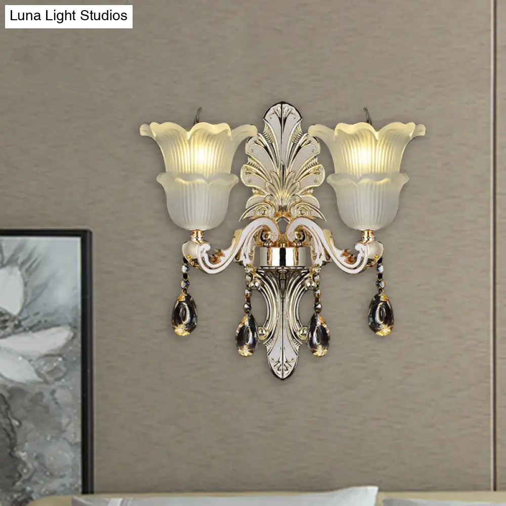 Bloom Crystal Glass Wall Sconce With Led In Gold (1/2 Heads)