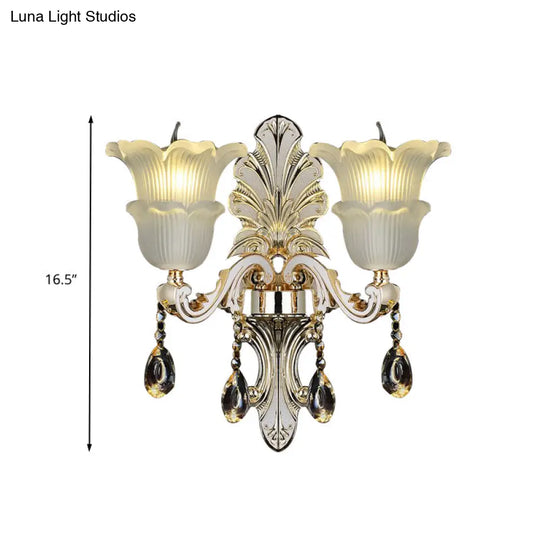 Bloom Crystal Glass Wall Sconce With Led In Gold (1/2 Heads)