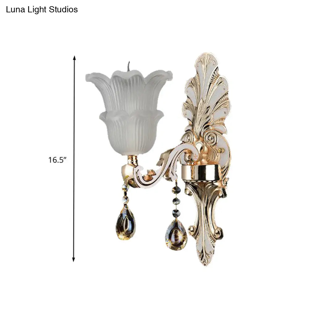 Bloom Crystal Glass Wall Sconce With Led In Gold (1/2 Heads)