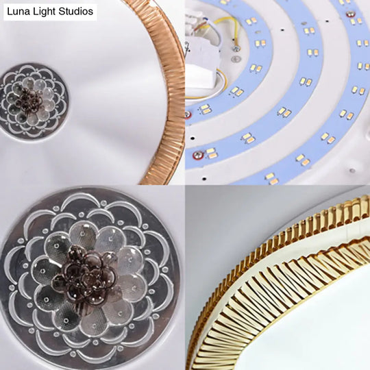 Blooming Flush Mount Ceiling Light For Bedroom Modern Acrylic Shade White/Blue/Gold Warm/White –