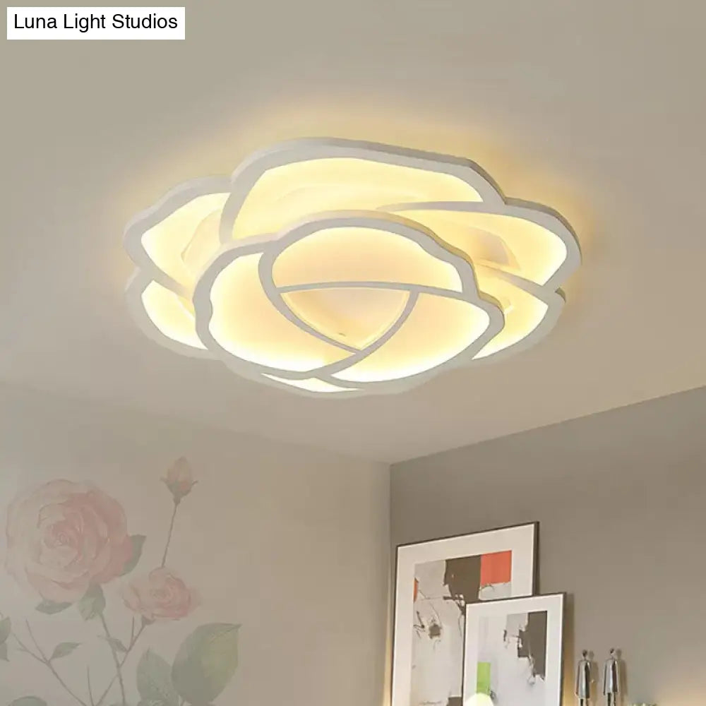 Blossom Acrylic Led Flush Mount Light: Minimalistic White Recessed Lighting With 3 - Color Options