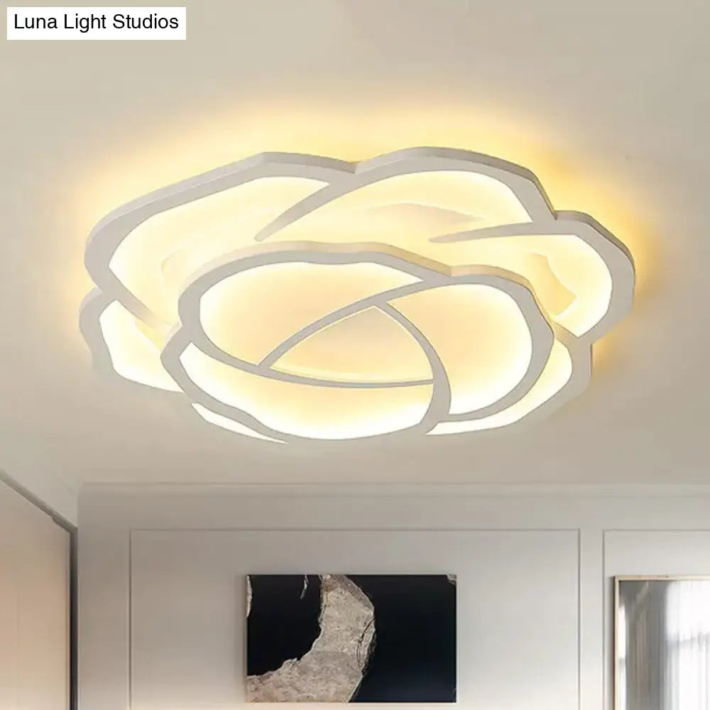 Blossom Acrylic Led Flush Mount Light: Minimalistic White Recessed Lighting With 3-Color Options /