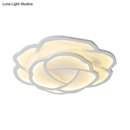Blossom Acrylic Led Flush Mount Light: Minimalistic White Recessed Lighting With 3-Color Options