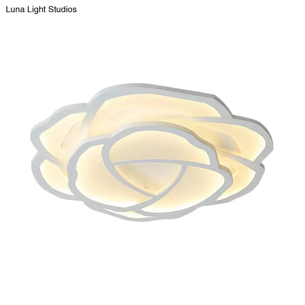 Blossom Acrylic Led Flush Mount Light: Minimalistic White Recessed Lighting With 3 - Color Options