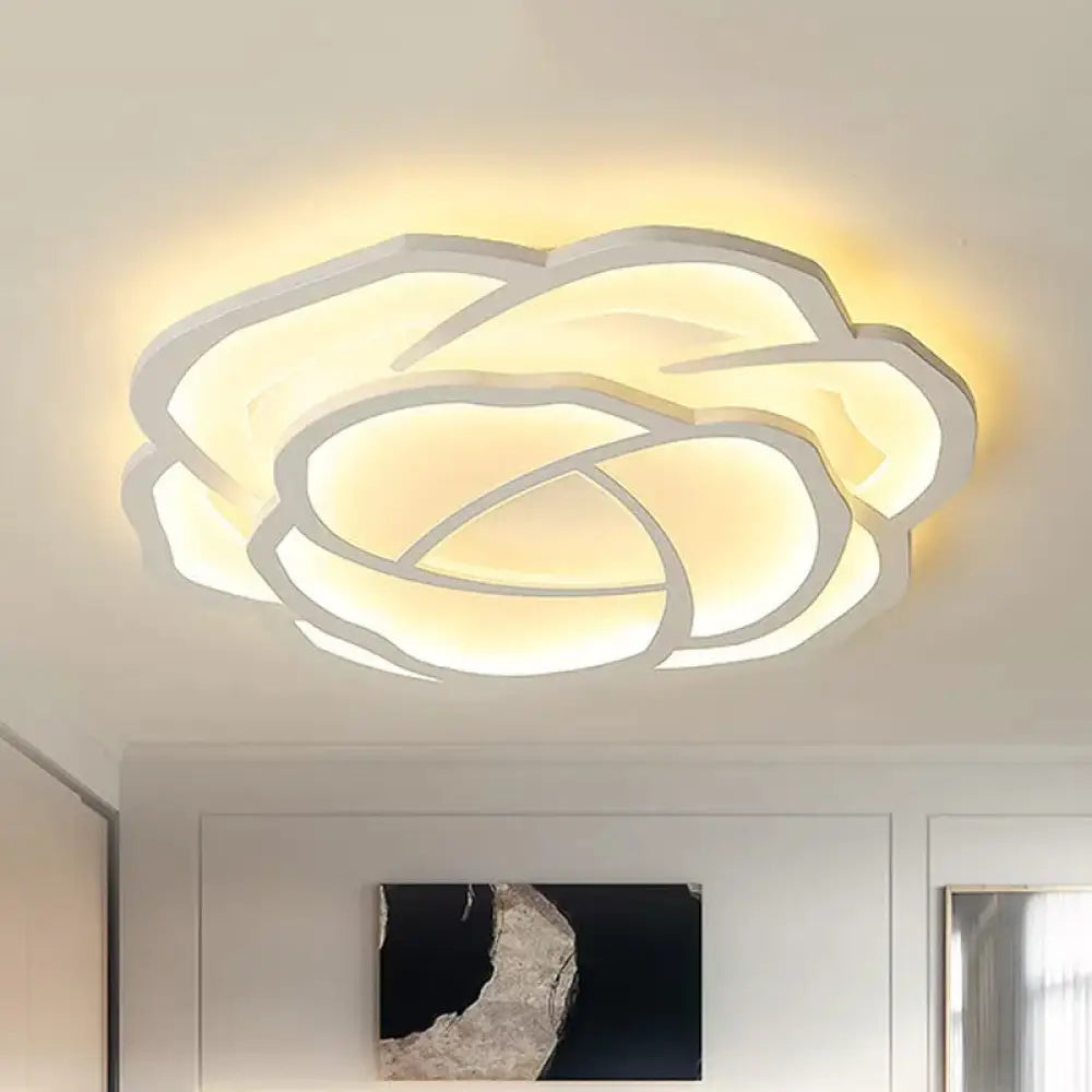 Blossom Acrylic Led Flush Mount Light: Minimalistic White Recessed Lighting With 3 - Color Options /