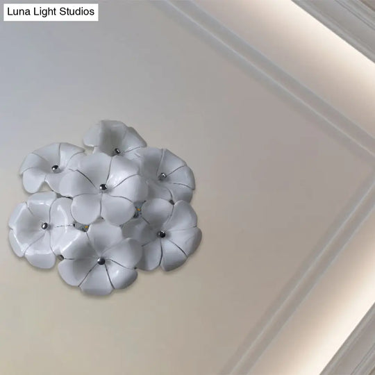 Blossom Ceiling Lamp - Elegant White Flush Mount Light For Adult Bedroom