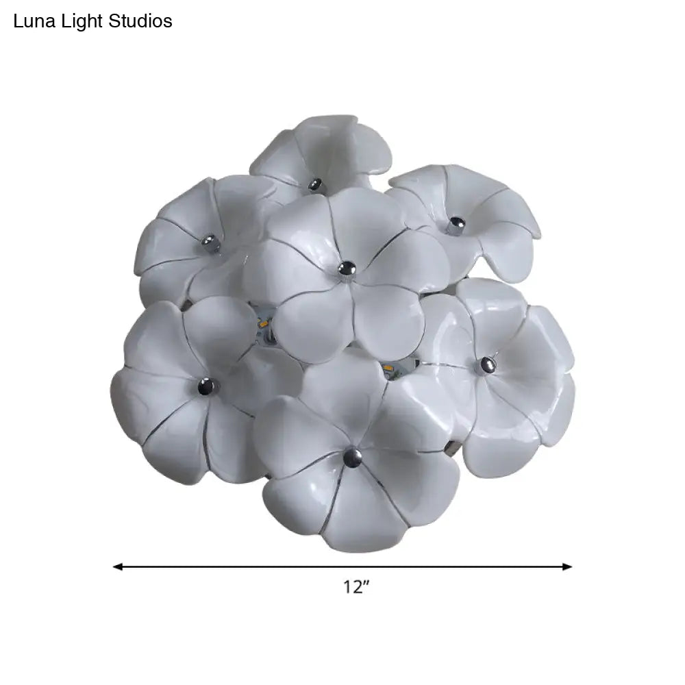 Blossom Ceiling Lamp - Elegant White Flush Mount Light For Adult Bedroom