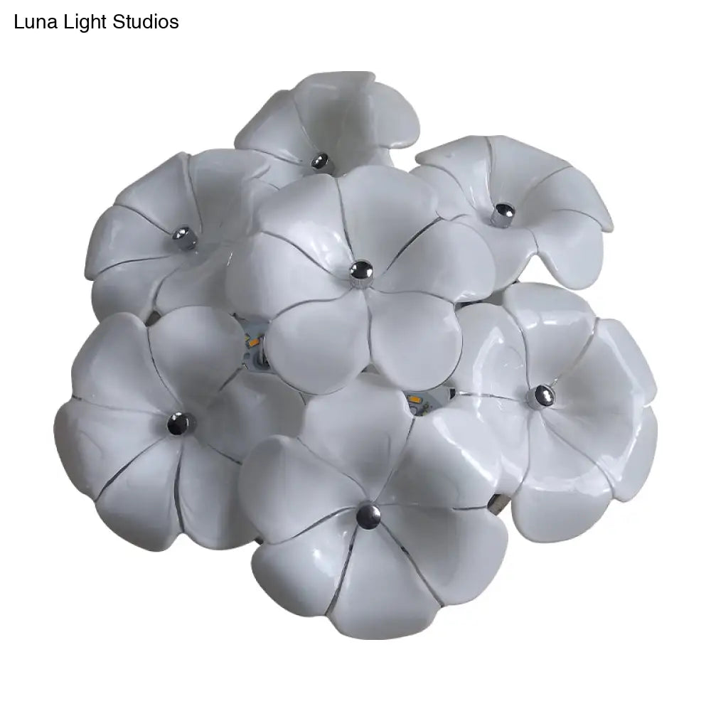 Blossom Ceiling Lamp - Elegant White Flush Mount Light For Adult Bedroom