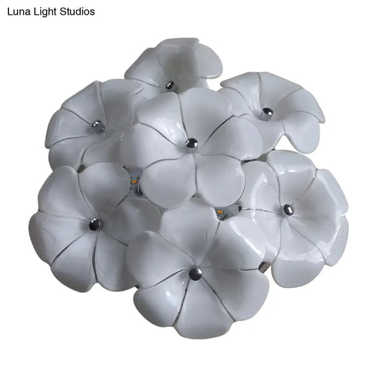 Blossom Ceiling Lamp - Elegant White Flush Mount Light For Adult Bedroom