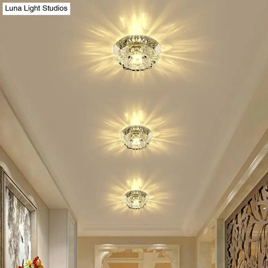 Blossom Crystal Flush Mount Led Ceiling Light For Entryway Clear / 3W Warm