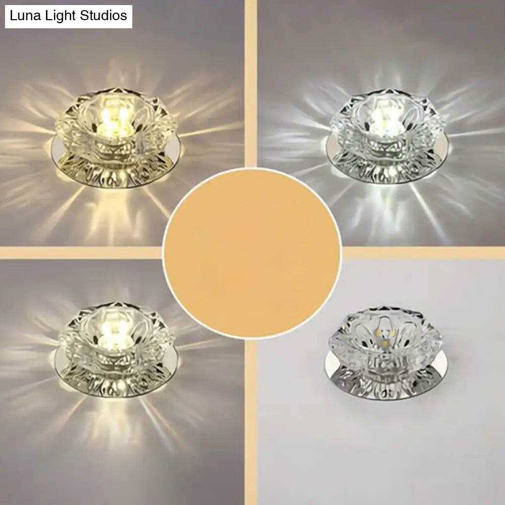 Blossom Crystal Flush Mount Led Ceiling Light For Entryway Clear / 3W Third Gear