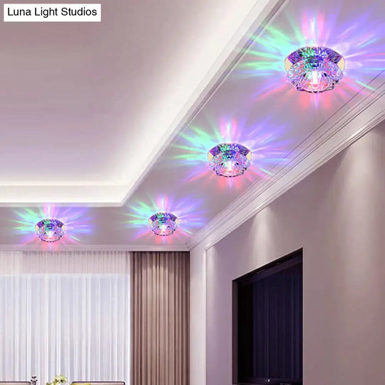 Blossom Crystal Flush Mount Led Ceiling Light For Entryway Clear / 3W Multi Color