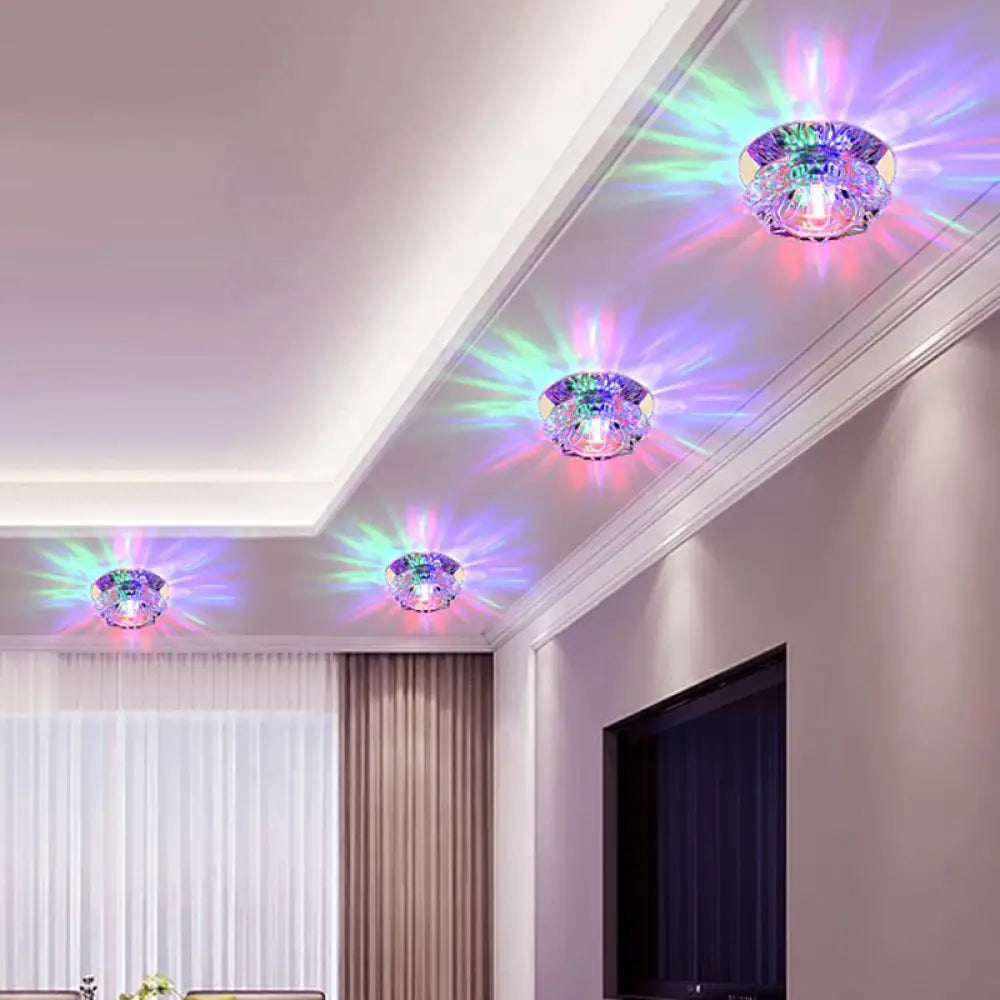 Blossom Crystal Flush Mount Led Ceiling Light For Entryway Clear / 3W Multi Color