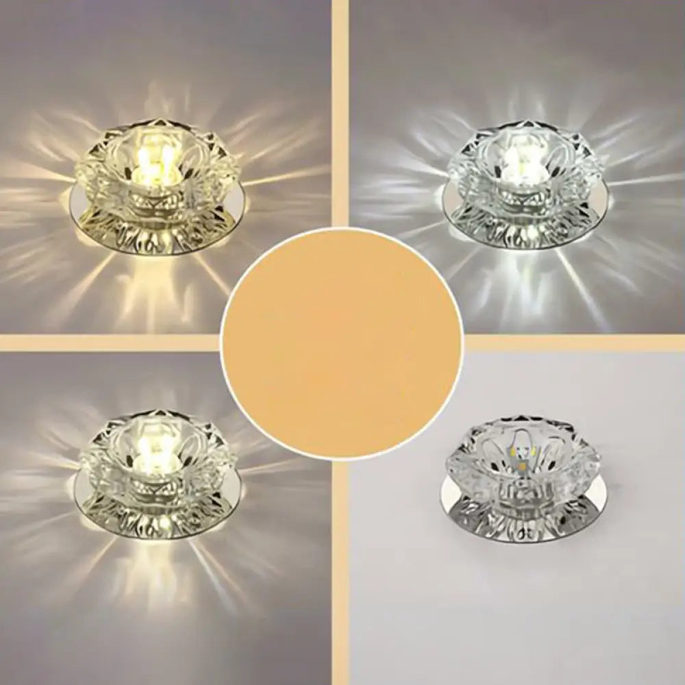 Blossom Crystal Flush Mount Led Ceiling Light For Entryway Clear / 3W Third Gear