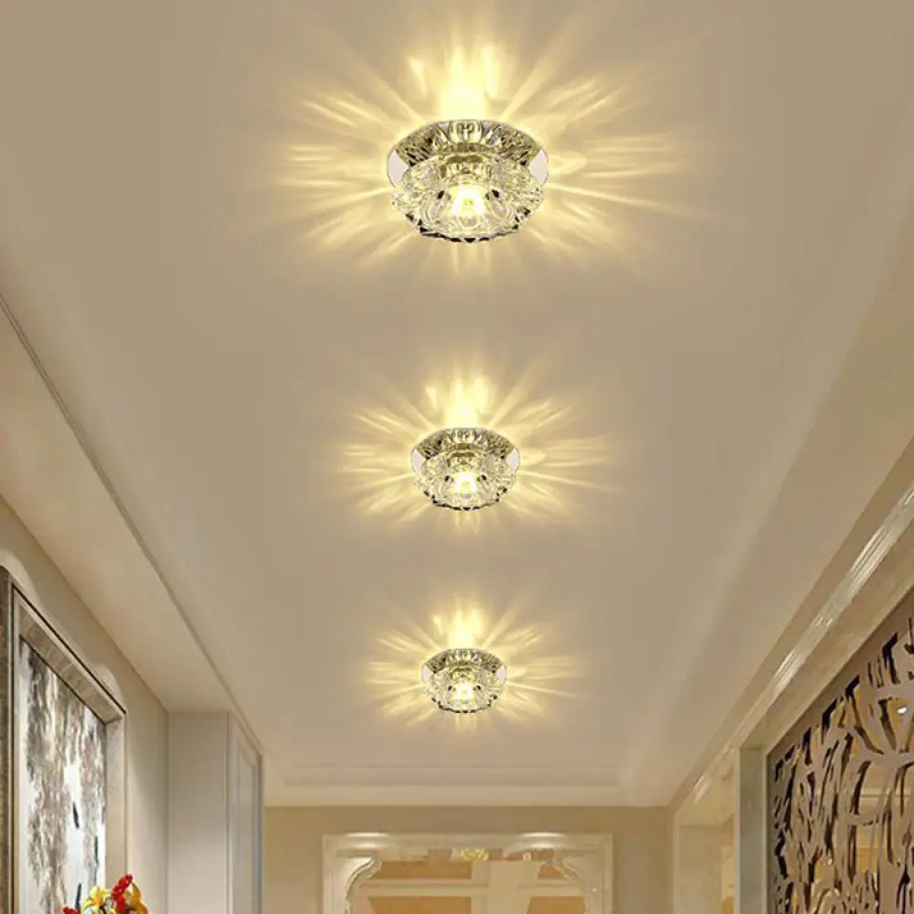 Blossom Crystal Flush Mount Led Ceiling Light For Entryway Clear / 3W Warm