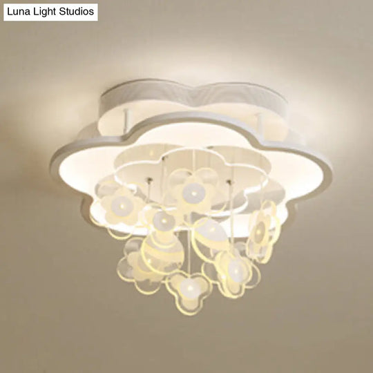 Blossom Modern Led Ceiling Light For Adult & Kid Bedrooms (Acrylic Flushmount) White / 18 Warm