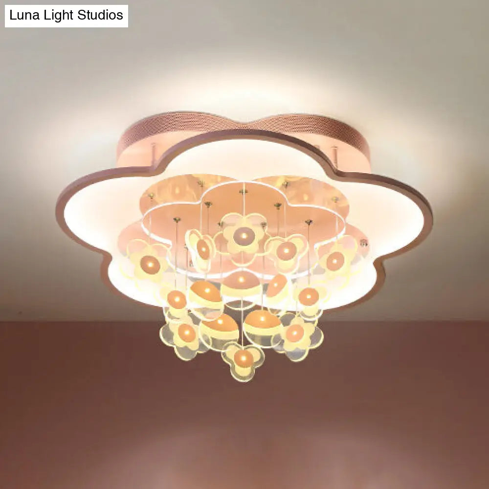 Blossom Modern Led Ceiling Light For Adult & Kid Bedrooms (Acrylic Flushmount) Pink / 18 2 Color