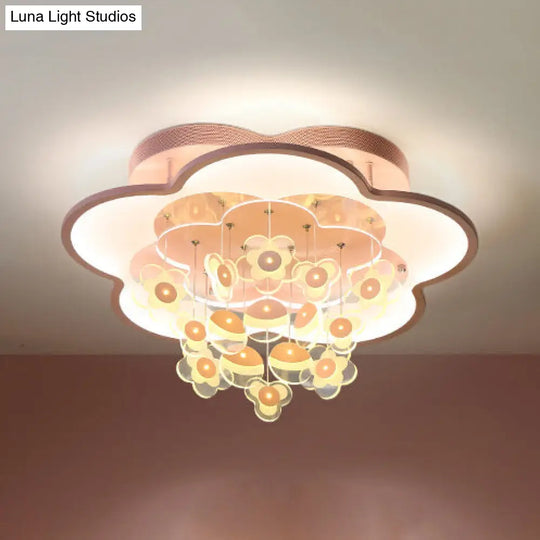Blossom Modern Led Ceiling Light For Adult & Kid Bedrooms (Acrylic Flushmount) Pink / 18 2 Color