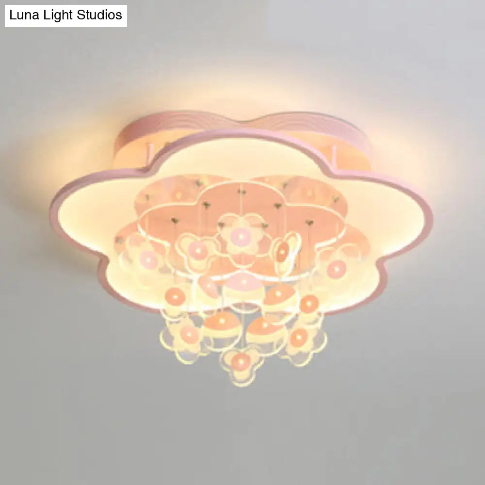 Blossom Modern Led Ceiling Light For Adult & Kid Bedrooms (Acrylic Flushmount) Pink / 18 Warm
