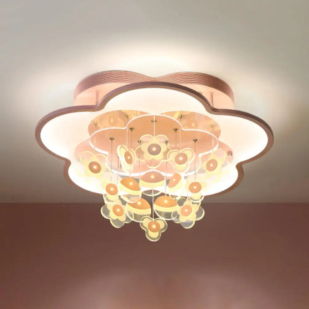 Blossom Modern Led Ceiling Light For Adult & Kid Bedrooms (Acrylic Flushmount) Pink / 18’ 2 Color