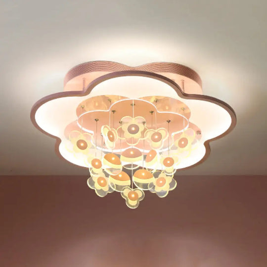 Blossom Modern Led Ceiling Light For Adult & Kid Bedrooms (Acrylic Flushmount) Pink / 18’ 2 Color