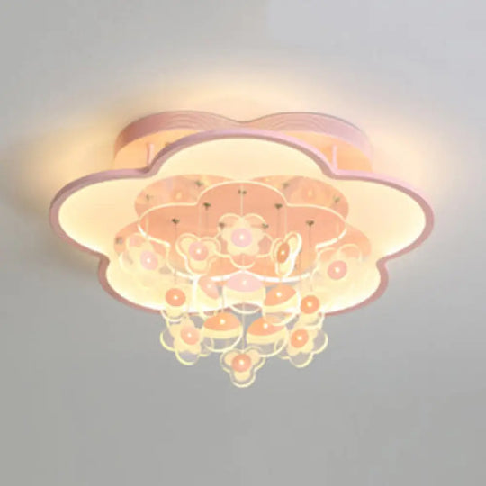 Blossom Modern Led Ceiling Light For Adult & Kid Bedrooms (Acrylic Flushmount) Pink / 18’ Warm