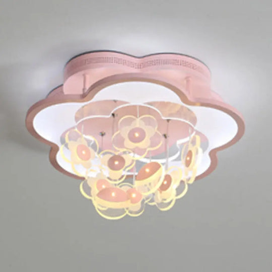 Blossom Modern Led Ceiling Light For Adult & Kid Bedrooms (Acrylic Flushmount) Pink / 23.5’ 2 Color