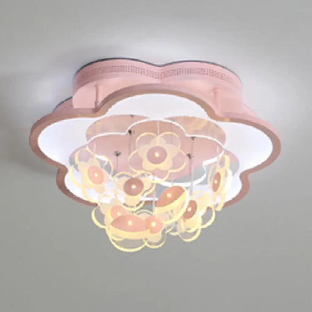Blossom Modern Led Ceiling Light For Adult & Kid Bedrooms (Acrylic Flushmount) Pink / 23.5’ Warm