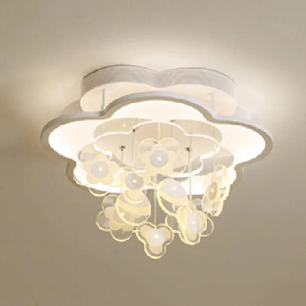Blossom Modern Led Ceiling Light For Adult & Kid Bedrooms (Acrylic Flushmount) White / 18’ Warm