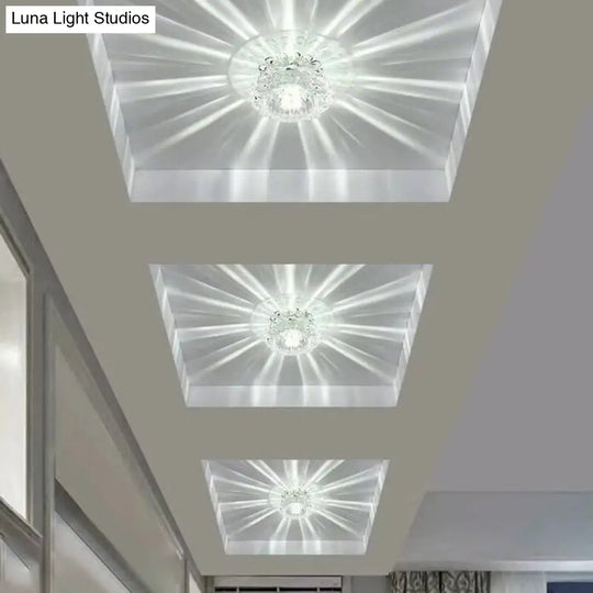 Blossom Shade Crystal Flush Ceiling Light - Contemporary Led Fixture For Hallways Mount And Clear