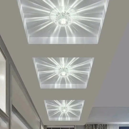 Blossom Shade Crystal Flush Ceiling Light - Contemporary Led Fixture For Hallways Mount And Clear